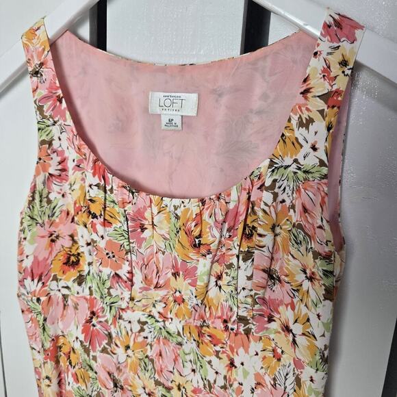 Ann Taylor Loft Pink Wildflower Floral Milkmaid Slip Knee Dress 6P Cottage - Picture 3 of 10